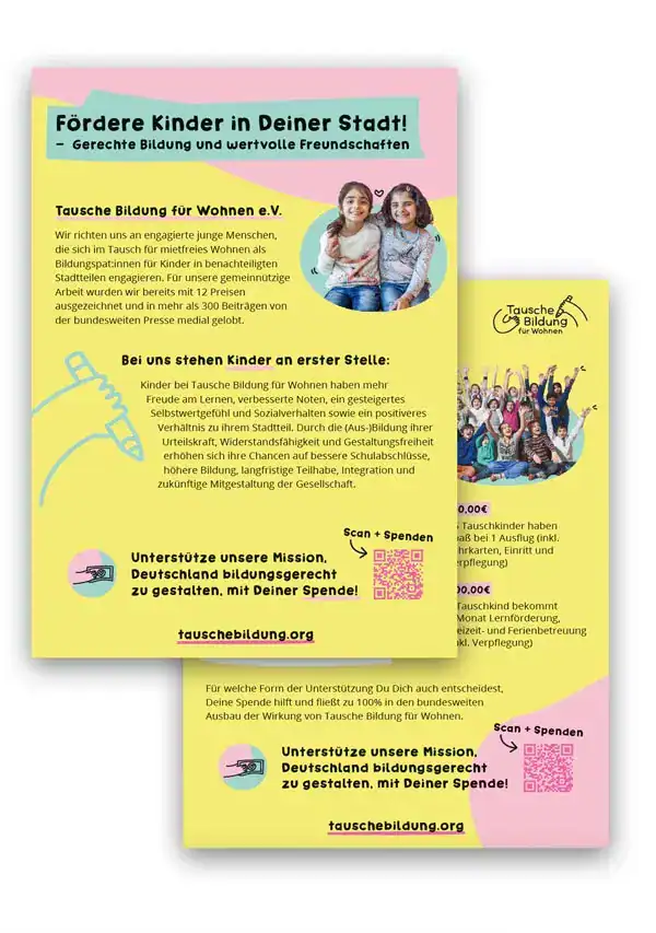 Tausche Bildung Spendenflyer